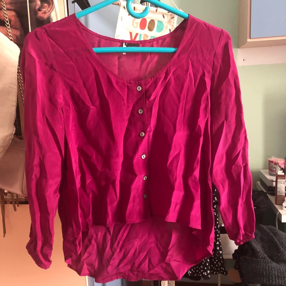 Urban Outfitters Faux Satin Cropped Blouse